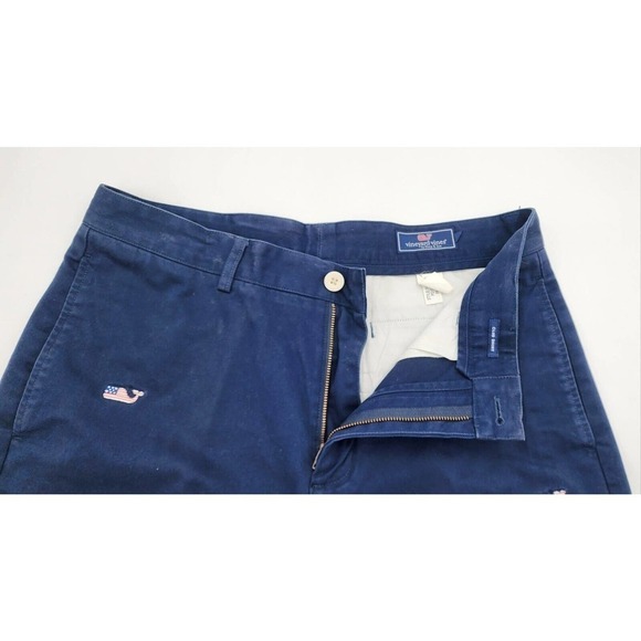 Vineyard Vines American Flag Whale Embroidered Breaker Shorts Size 33 Navy - Picture 5 of 12